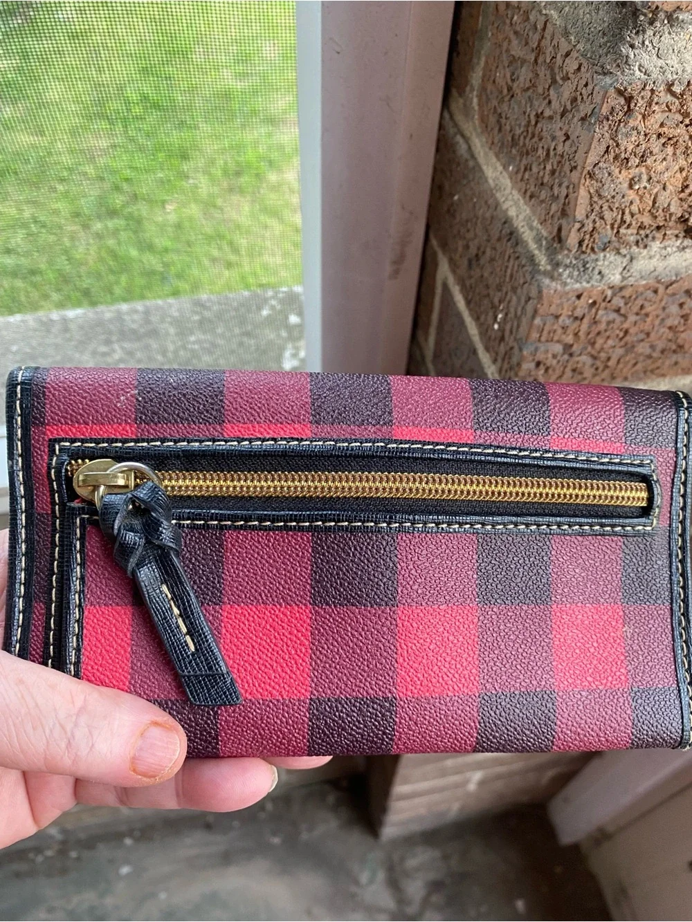 Dooney & Bourke Pink and Black Buffalo Check Tote with Matching Wallet